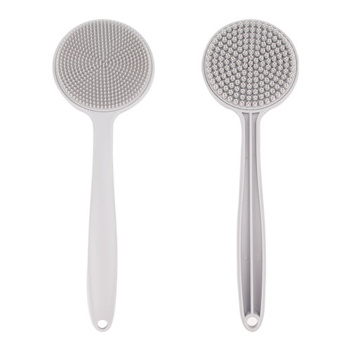 灰色长柄硅胶沐浴刷