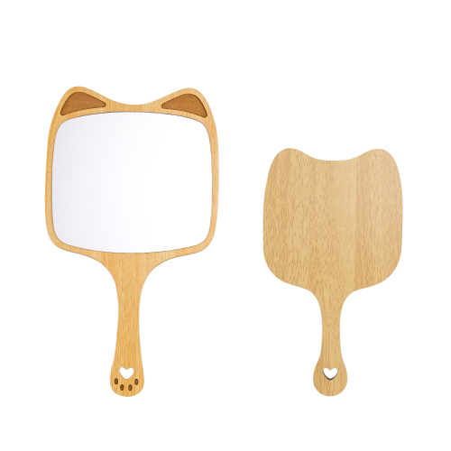 Small Round Square Wooden Beauty Mirror