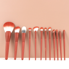 Scarlet Bright Red Dual Color Hair Makeup Brush 12 PCS Set