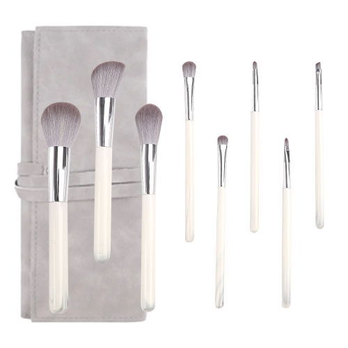8支灰色素雅白色化妆刷套装带袋装