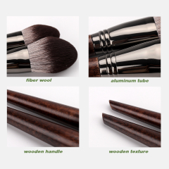 Bronze Wood Handle Dual Color Hair Makeup Brush 9 PCS Set
