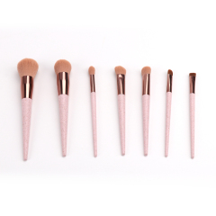 Pink Peach Handle Brown Hair Makeup Brush 7 PCS Set