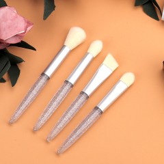 Silver Transparent Glitter Powder Handle Makeup brush 4 PCS Set