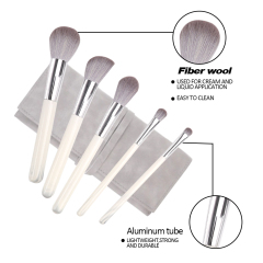 8 PCS Gray Elegant White Makeup Brush Set With Bag Package