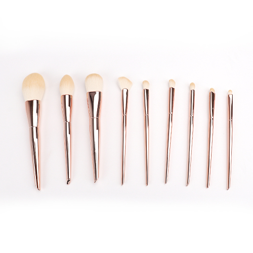 电镀亮黄毛化妆刷 9 件套