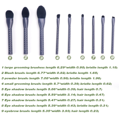 Light Purple Diamond Handle Advanced Makeup Brush 9 PCS Set
