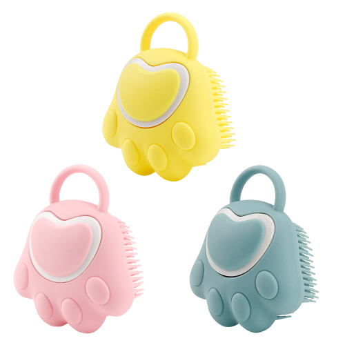 三色猫爪形硅胶淋浴刷