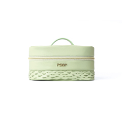 Custom Smooth Vegan Rectangle Leather Makeup Bags Handbags Travel Waterproof Anti-Dust Large PU Cosmetic Bag for Girls