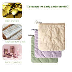 Quilted Flower Pattern Fabric Zipper Cosmetic Bag with Personalized Logo Skincare Cosmetic Pouch Cute Gift