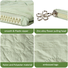 Quilted Flower Pattern Fabric Zipper Cosmetic Bag with Personalized Logo Skincare Cosmetic Pouch Cute Gift