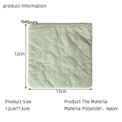 Quilted Flower Pattern Fabric Zipper Cosmetic Bag with Personalized Logo Skincare Cosmetic Pouch Cute Gift