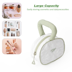 White Color Portable Storage Cosmetics Handbag Travel Bag Casual Pouch for Small Things Phone Lipstick Makeup Brushes with Tote
