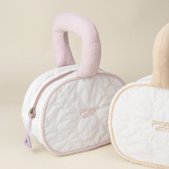 White Color Portable Storage Cosmetics Handbag Travel Bag Casual Pouch for Small Things Phone Lipstick Makeup Brushes with Tote