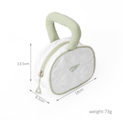 White Color Portable Storage Cosmetics Handbag Travel Bag Casual Pouch for Small Things Phone Lipstick Makeup Brushes with Tote