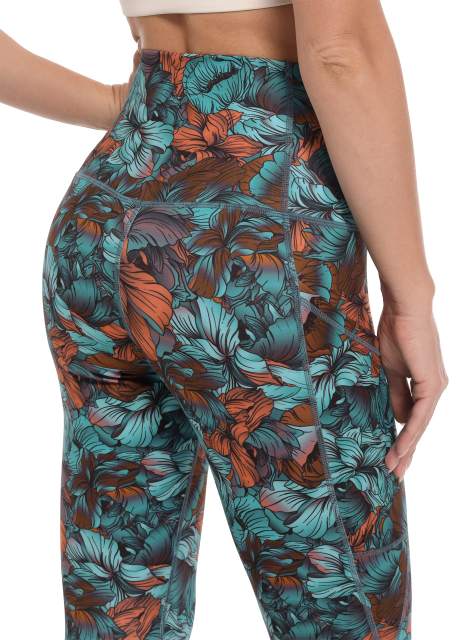 Free Leaper Women High Waisted Workout Leggings Floral Printed