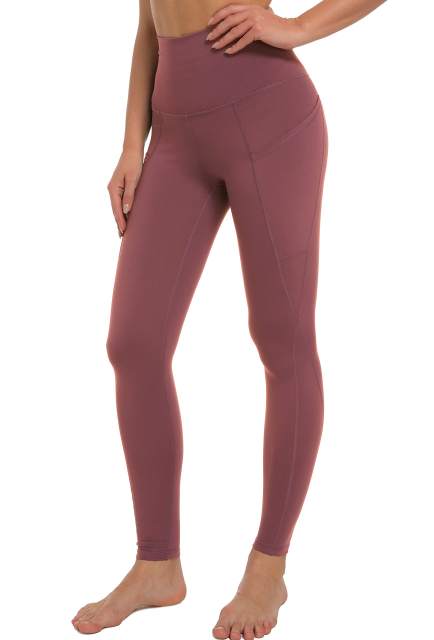 Women High Waisted Workout Leggings Wine Red