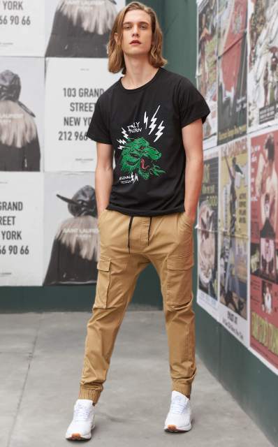 Man Cargo Jogger Pants Dark Khaki