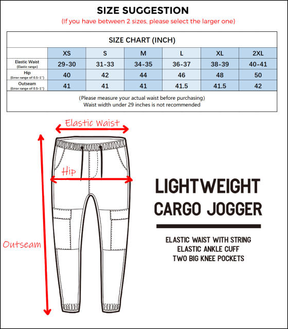 Man Lightweight Cargo Jogger Pants Black