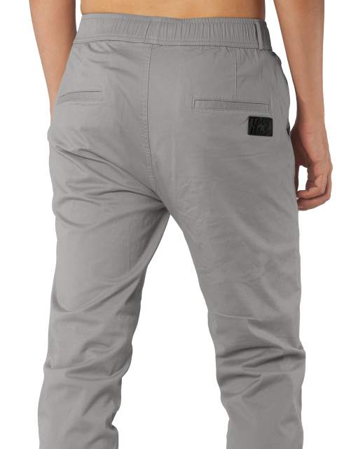 Man Khaki Jogger Pants with Wrinkled Design Mid Grey