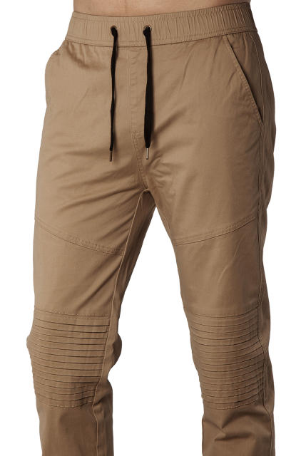 Man Khaki Jogger Pants with Wrinkled Design Dark Khaki