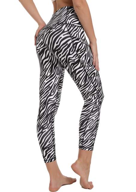 Women High Waisted Workout Leggings Zebra Stripe