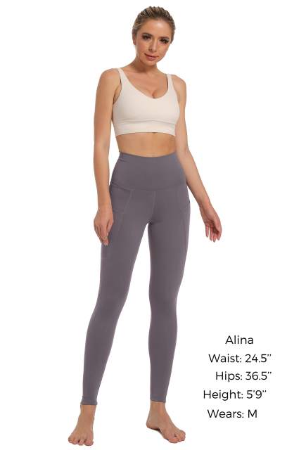 Women High Waisted Workout Leggings Silver Purple