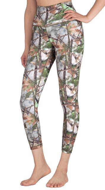 Free Leaper Women Capri High Waisted Workout Leggings Woodstick Printed
