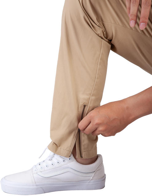 Mens Joggers with Zipper Pockets Slim Fit Khaki