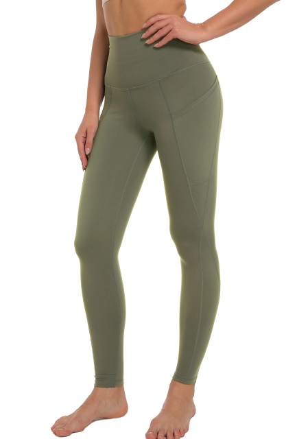 Women High Waisted Workout Leggings Olive Green