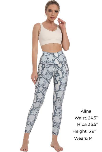 Women High Waisted Workout Leggings Snake Print