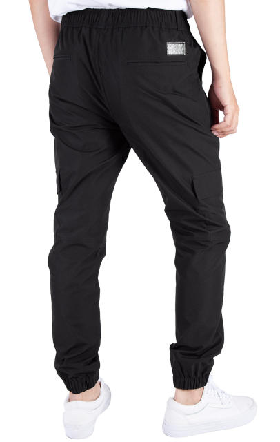 Man Lightweight Cargo Jogger Pants Slim Fit Black