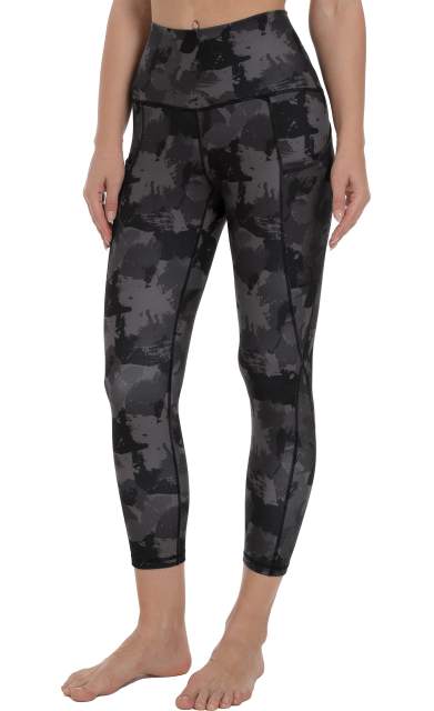 Women High Waisted Workout Leggings Red Black Camo