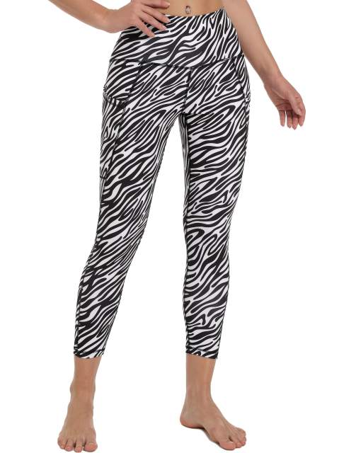 Women High Waisted Workout Leggings Zebra Stripe
