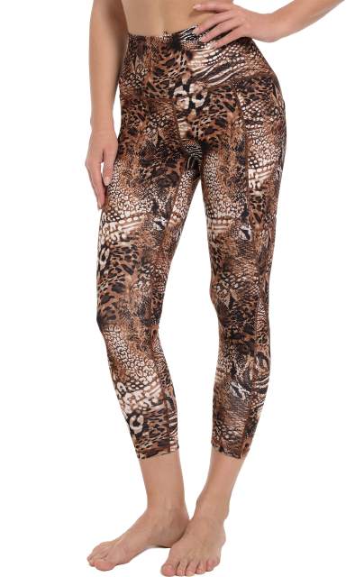 Women High Waisted Workout Leggings Dark Blue Leopard