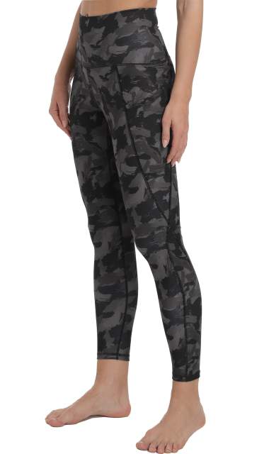 Women High Waisted Workout Leggings Dark Grey Camo