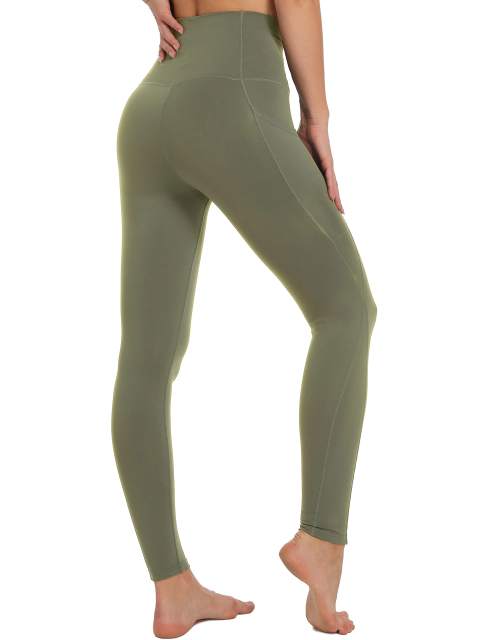 Women High Waisted Workout Leggings Olive Green