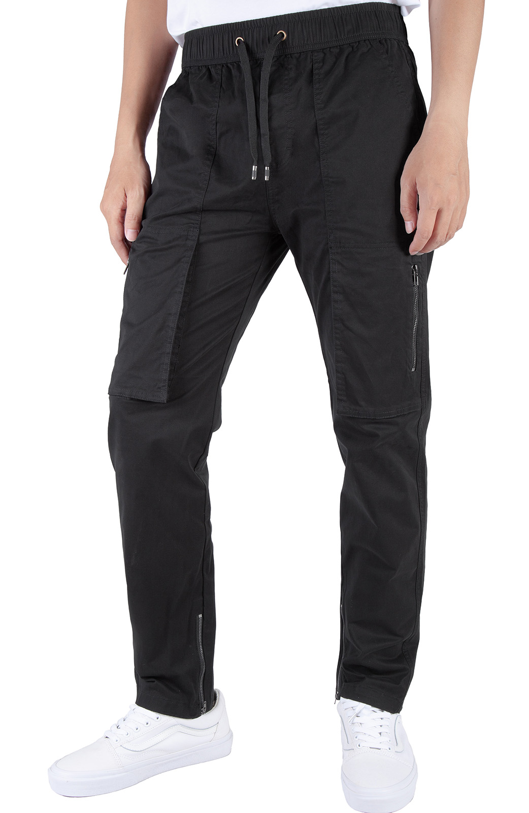 Mens Joggers with Zipper Pockets Black