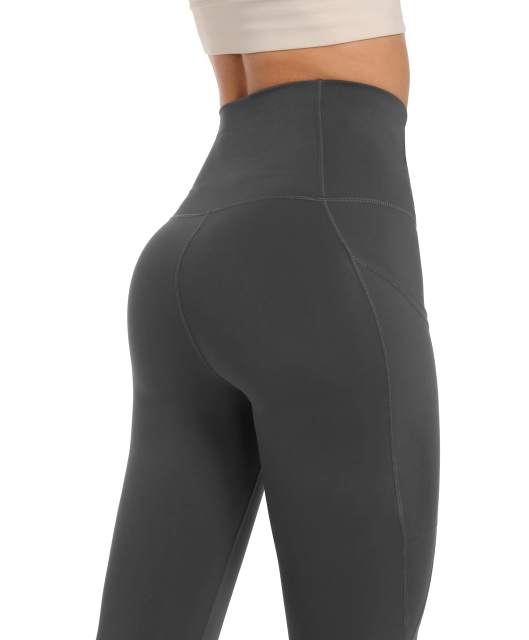 Women High Waisted Workout Leggings Charcoal Grey