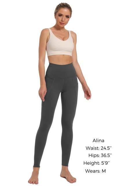 Women High Waisted Workout Leggings Charcoal Grey