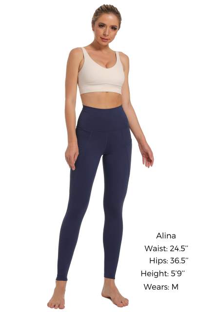 Women High Waisted Workout Leggings Navy Blue