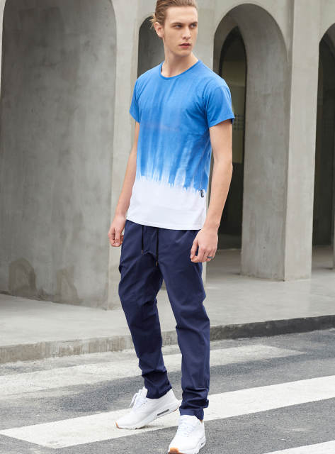 Men’s Jogger Pants with Pockets Open Hem Slim Fit Navy Blue