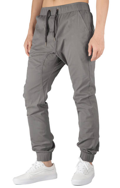 Man Khaki Jogger Pants Slim Fit Mid Grey