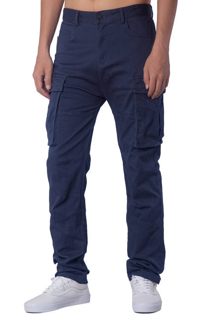 Navy Blue Men's Cargo Work Pants - Straight Fit with Utility