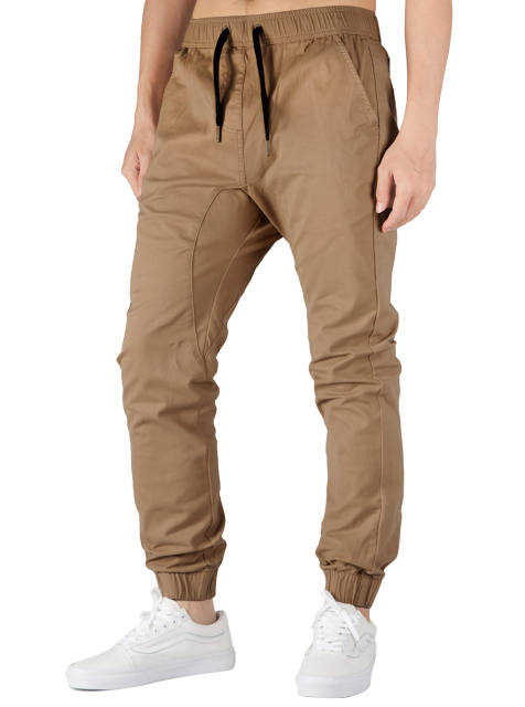 Man Khaki Jogger Pants Slim Fit Dark Khaki