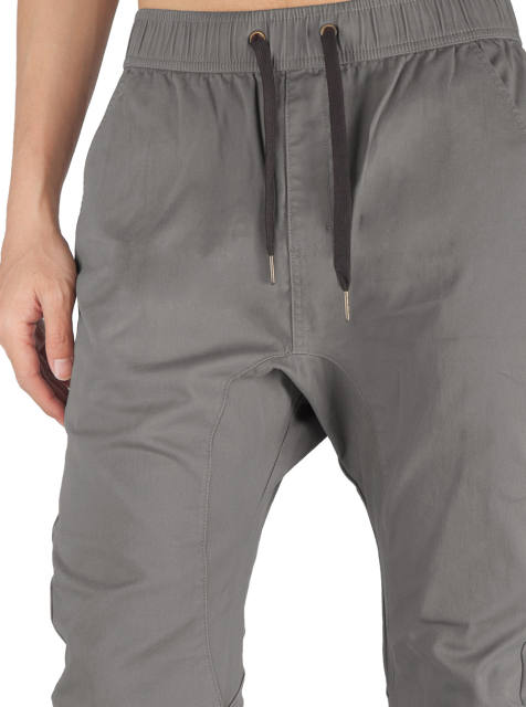 Man Khaki Jogger Pants Slim Fit Mid Grey