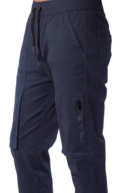 Mens Joggers with Zipper Pockets Slim Fit Navy Blue