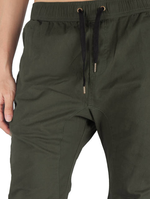 Man Khaki Jogger Pants Slim Fit Army Green