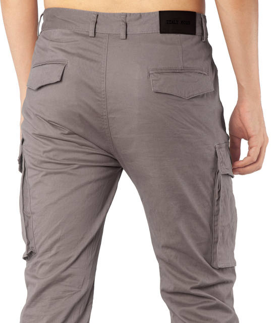 Man Cargo Work Pants Straight Fit Mid Grey