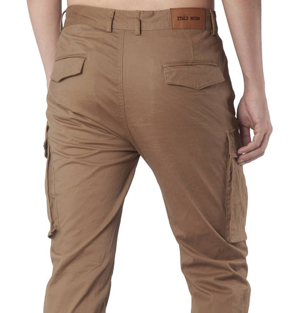 Man Cargo Work Pants Straight Fit Dark Khaki