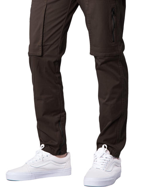 Mens Joggers with Zipper Pockets Slim Fit Coffee